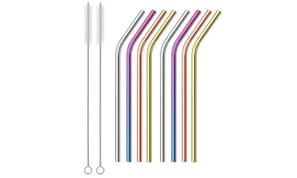 4-Pack Stainless Steel Eco-Friendly Reusable Drinking Straws