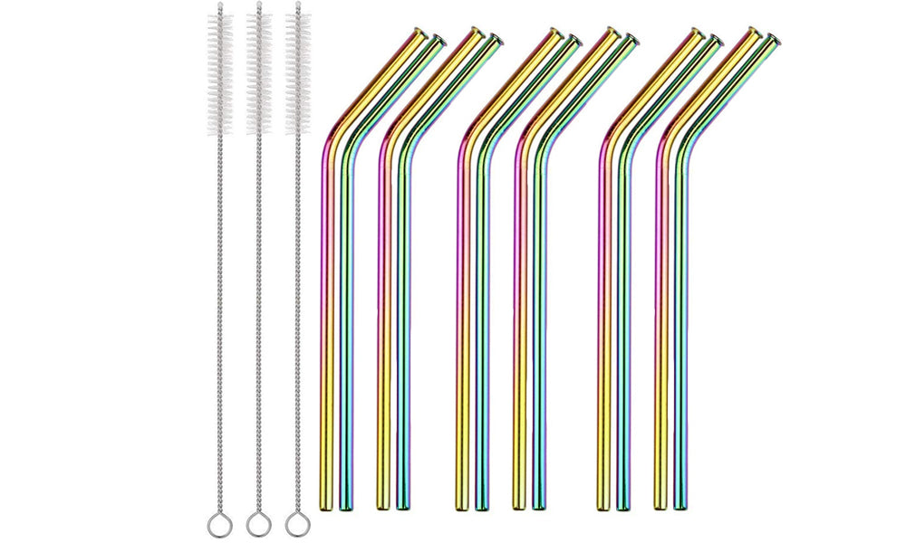 12 Pack Stainless Steel Eco-Friendly Reusable Drinking Straws