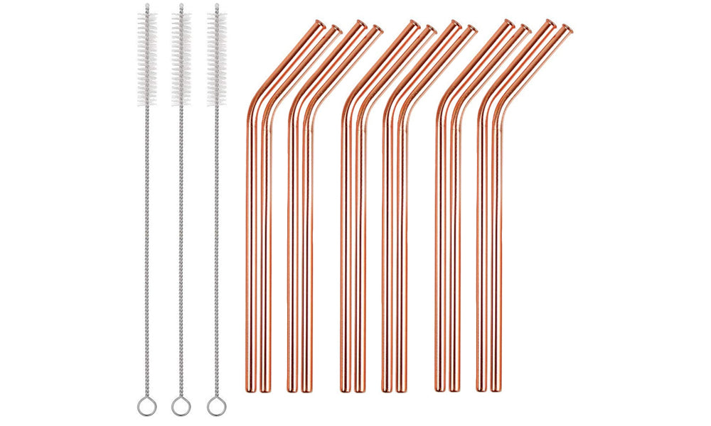 12 Pack Stainless Steel Eco-Friendly Reusable Drinking Straws