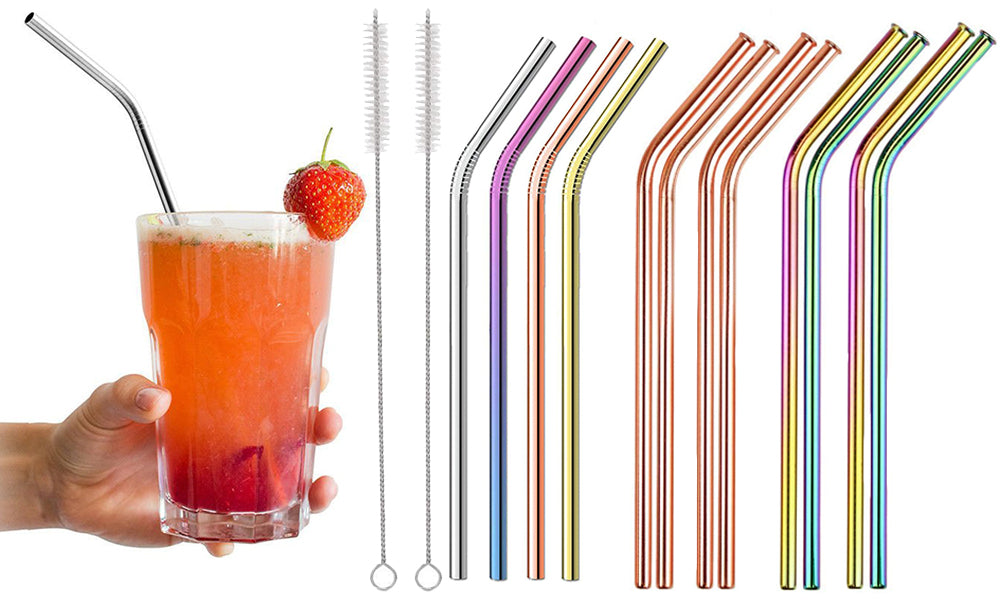 4-Pack Stainless Steel Eco-Friendly Reusable Drinking Straws