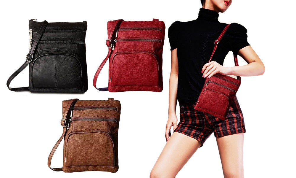 Multi-Pocket Faux Leather Cross-body Handbag