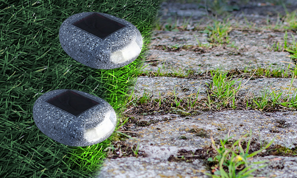 2 Pack Solar Powered LED Stone Path Light