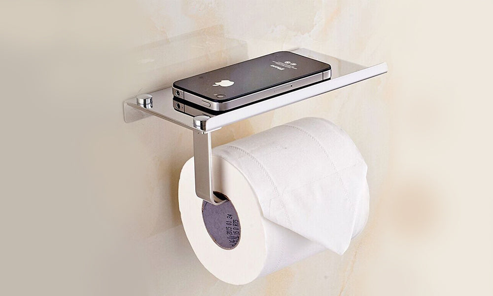 Toilet Roll Holder with Phone Shelf