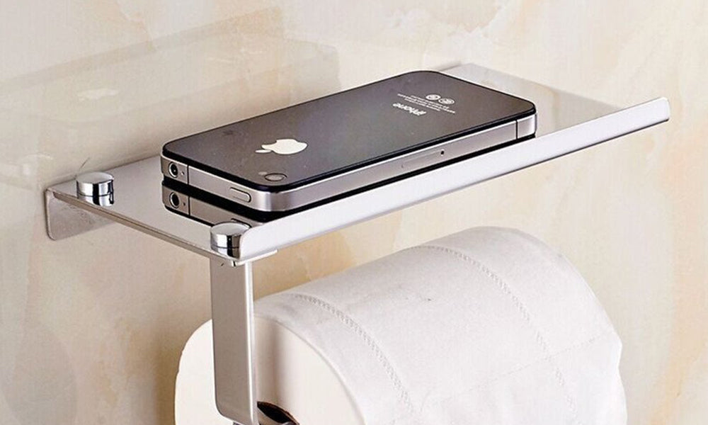 Toilet Roll Holder with Phone Shelf