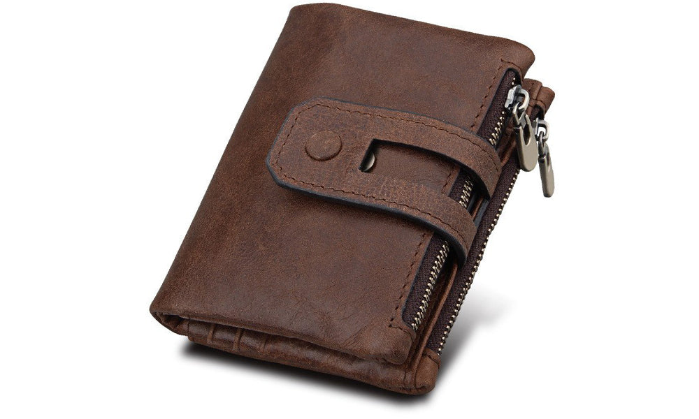 Leather RFID Blocking Tri-Fold Unisex Wallets