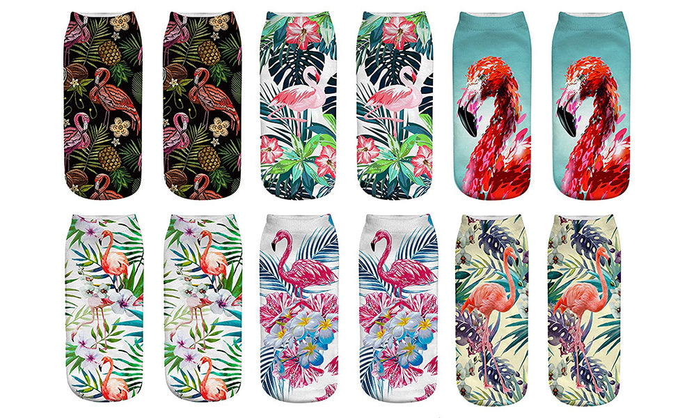 Flamingo Print Socks (2 Pack)
