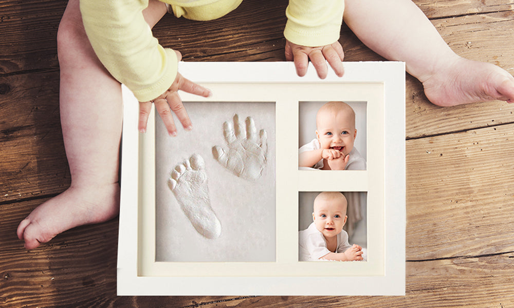 Baby Hand and Footprint Kids Picture Frame - The Perfect Keepsake for a Christmas, Baby Shower or Christening Gift.