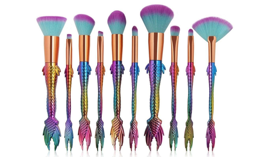 Mermaid Tail and Handle Brushes - with Pouch