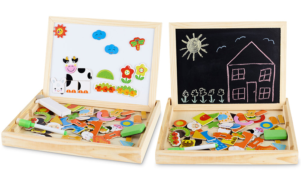 Double Sided Chalkboard Magnetic Board Educational Puzzle Toy