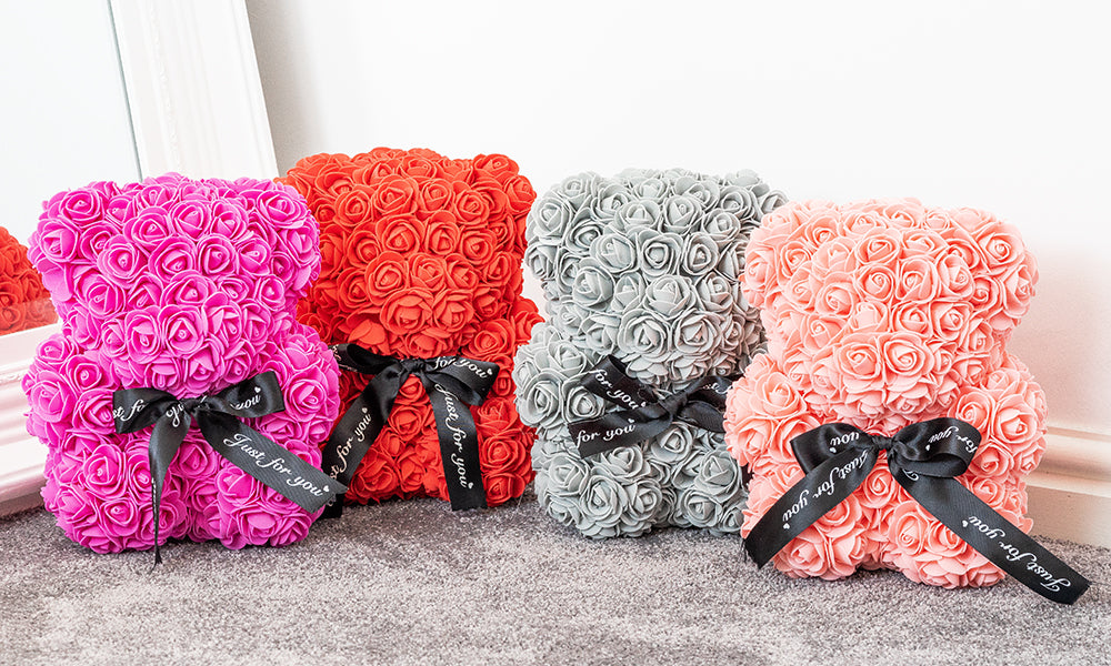 Rose Flower Teddy with Gift Box