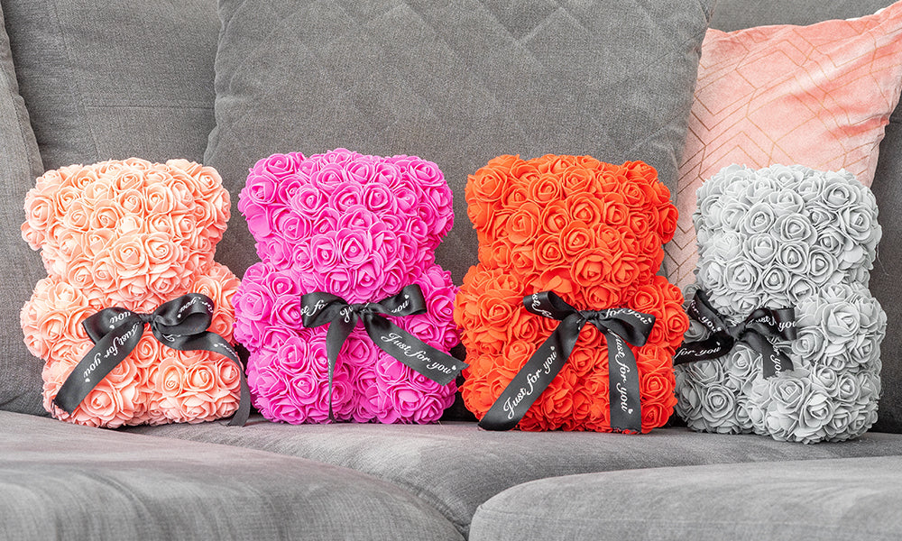 Rose Flower Teddy with Gift Box