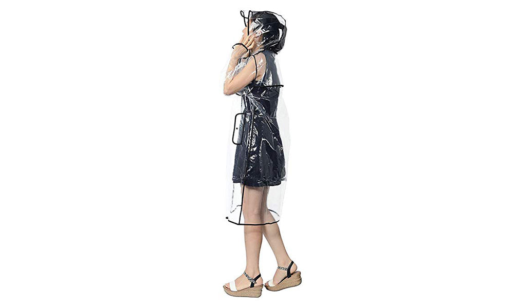 Ladies Waterproof Transparent Hooded Raincoat