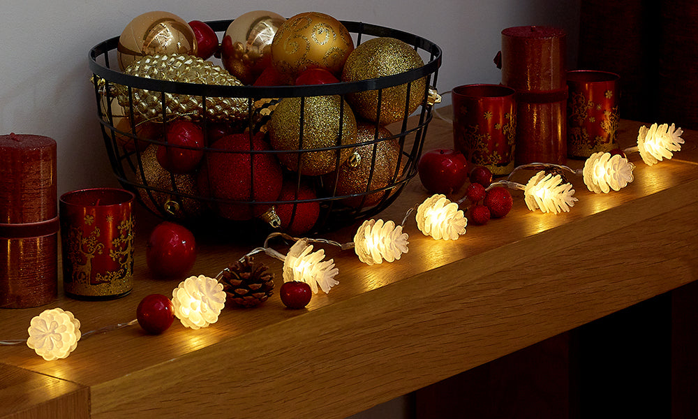 GloBrite 10 LED Pine Cone Christmas Lights