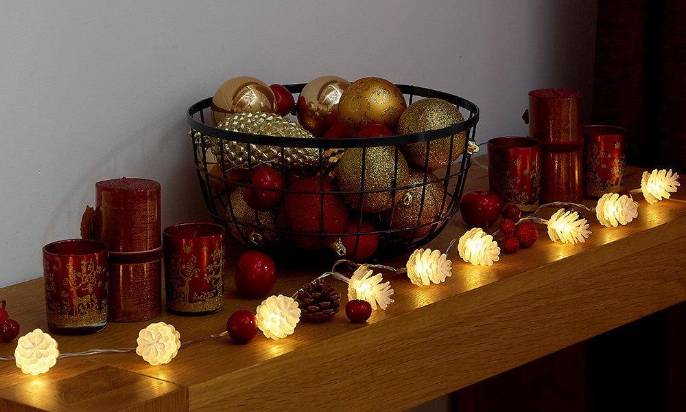 GloBrite 10 LED Pine Cone Christmas Lights