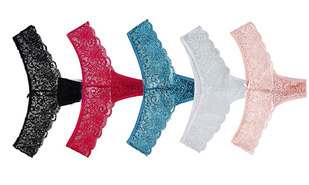 Womens 5-Pack Lace Thong Underwear Set