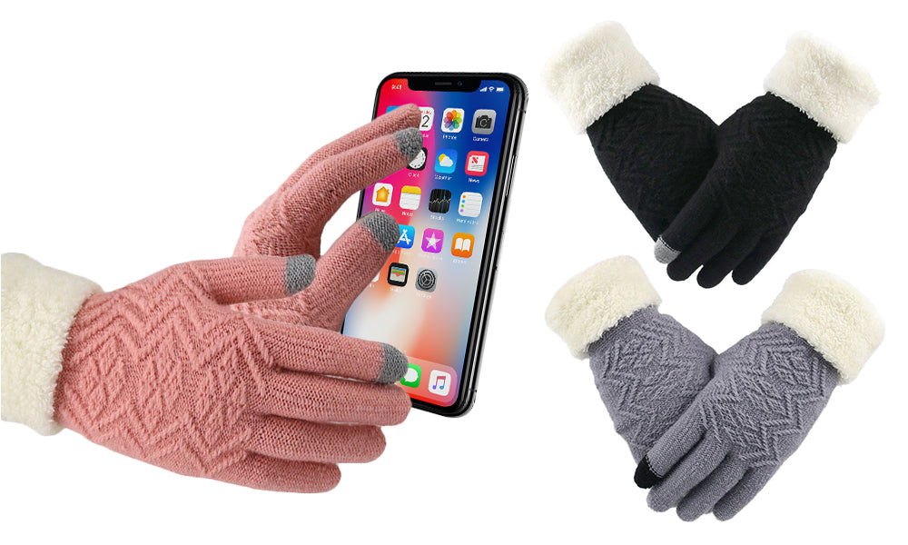 Womens Knitted Touch Screen Gloves