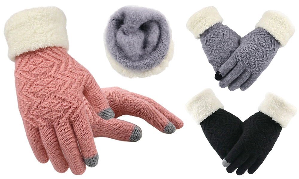 Womens Knitted Touch Screen Gloves