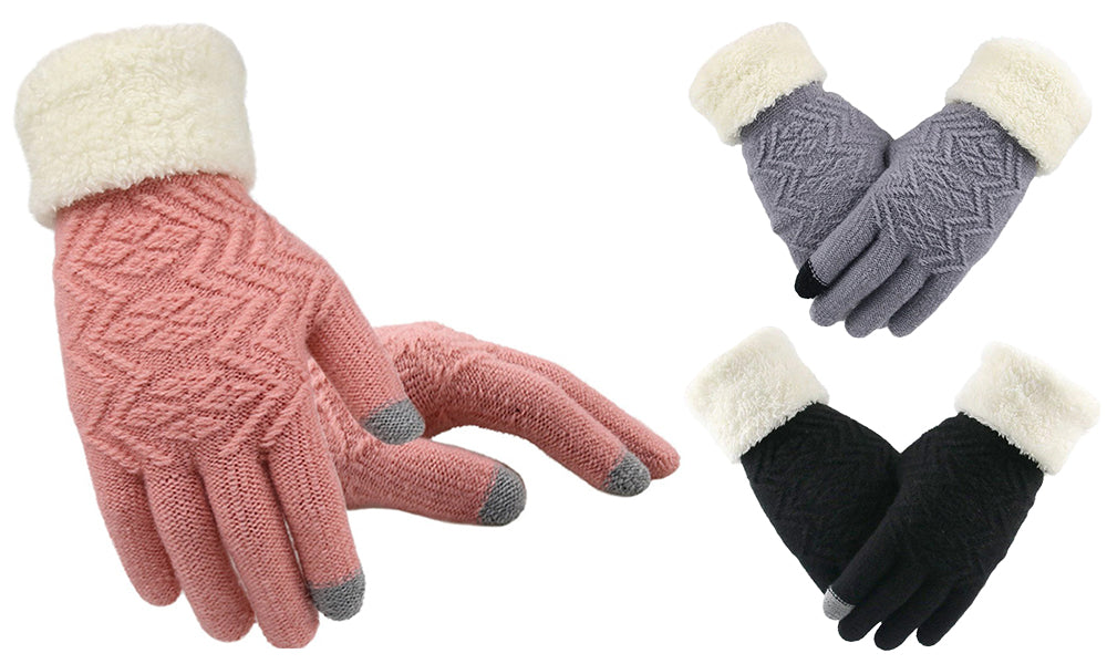 Womens Knitted Touch Screen Gloves