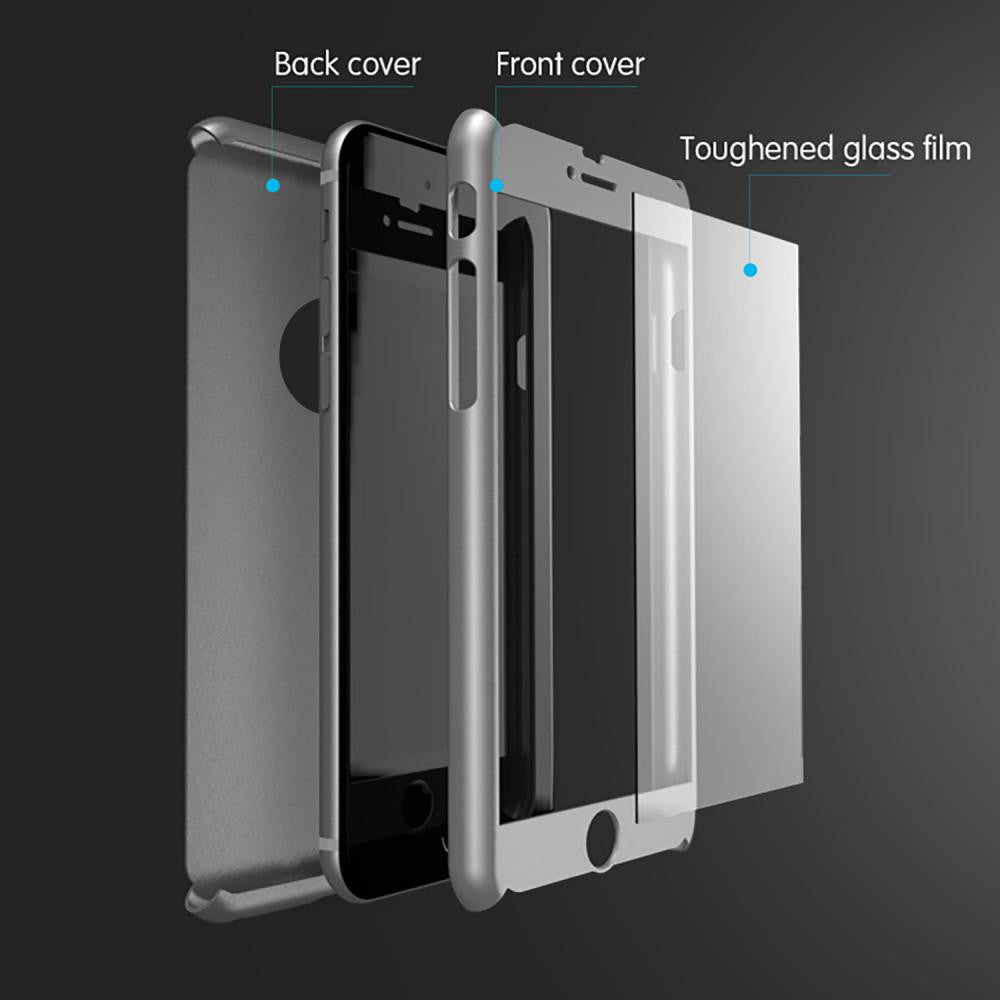 Hybrid 360° Hard Ultra thin Case + Tempered Glass Cover For iPhone 6/6S 6+