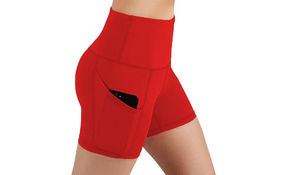High-Waist Gym Shorts with Pocket