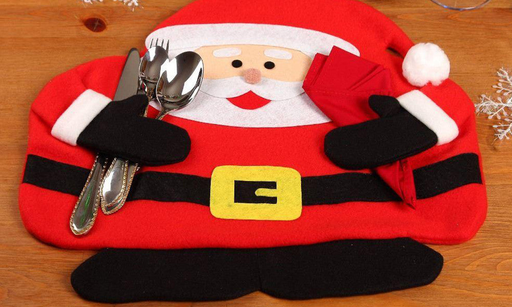 Christmas Themed Napkin and Cutlery Holding Placemats